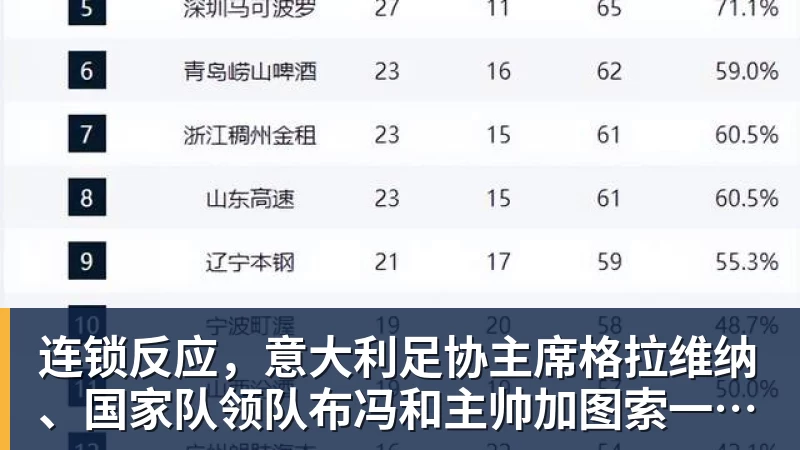 乐鱼体育连锁反应，意大利足协主席格拉维纳、国家队领队布冯和主帅加图索一天内相继离任